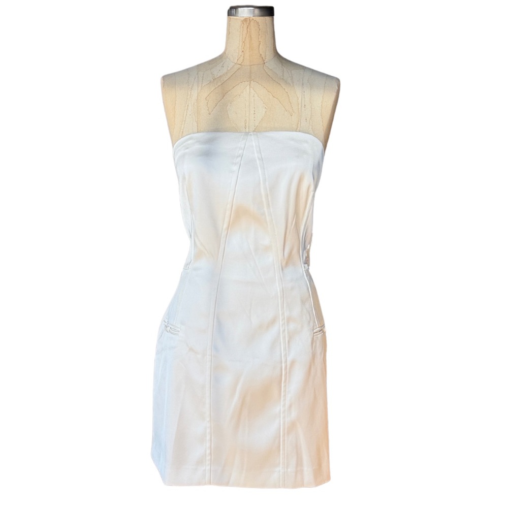 BHLDN Anthropologie Strapless Satin Dress in White Size Large New with Tags